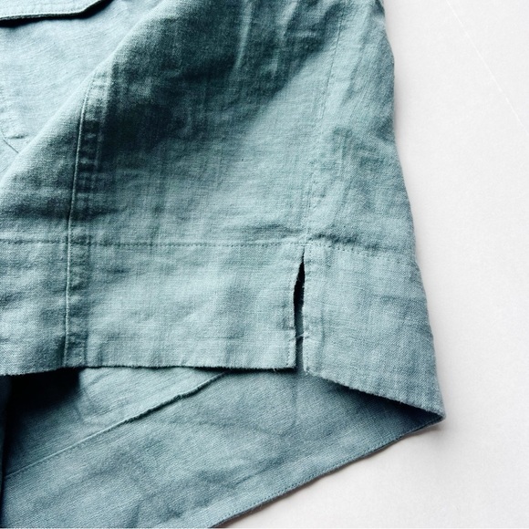 Madewell Flap Pocket Button-Up Shirt in 100% Linen Boxy Oversized Top - Picture 5 of 9